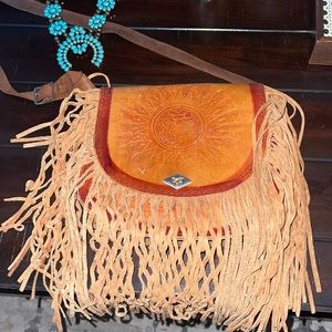Leather fringe purse